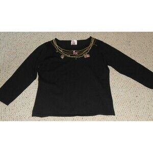 Pink Poodle Brand Women's Sweater Black Embroidered Embellished Paris Small NWOT